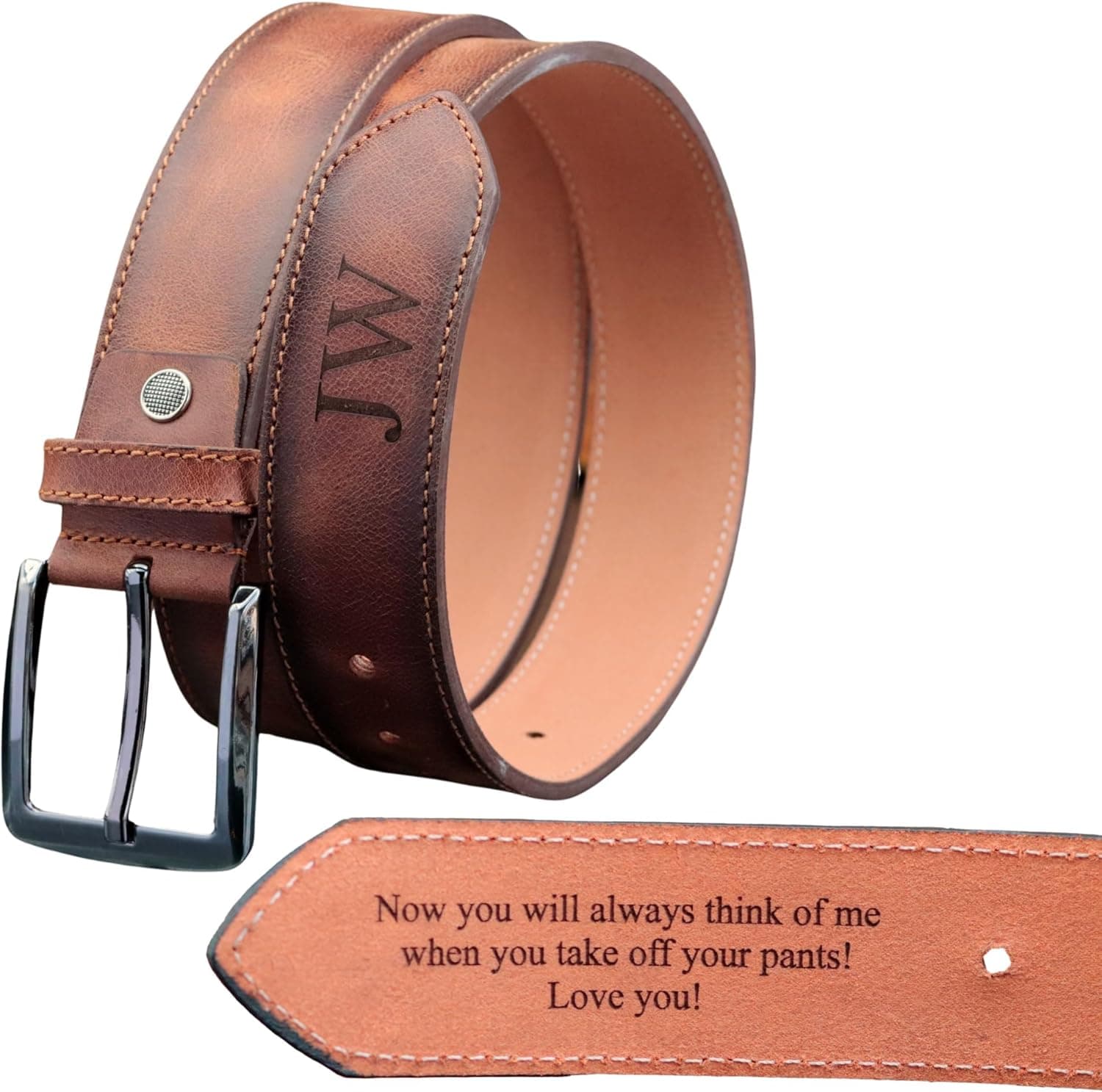 Custom Engraved Leather Belt Gift