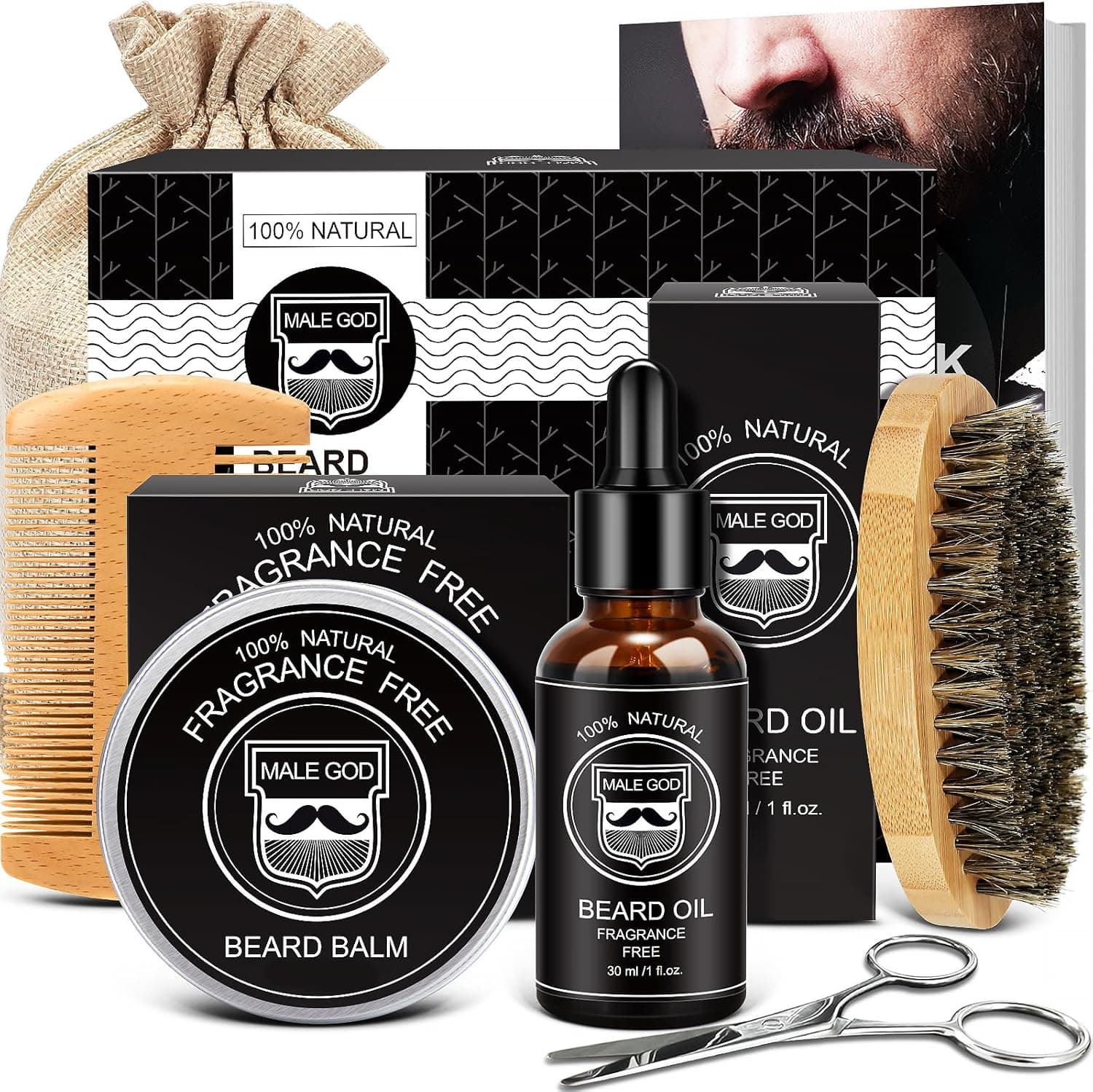Natural Beard Grooming Kit Gift Set