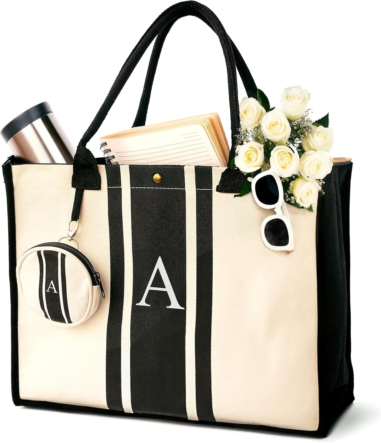 Personalized Initial Canvas Tote Bag