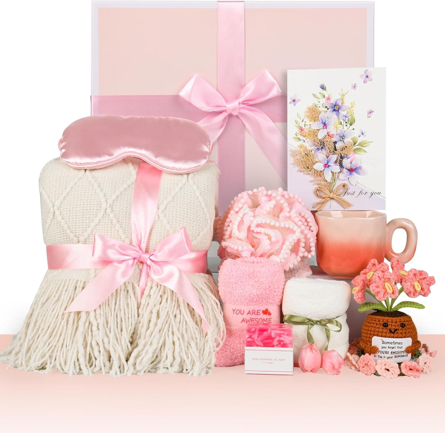 Knitted Tassel Throw Blanket Gift Set